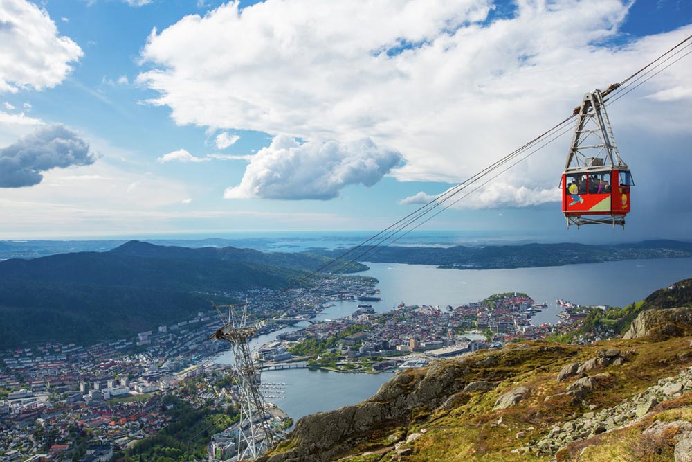 Berg Ulriken in Bergen. Beeld: Espen Haagensen (Bergen Tourist Board)